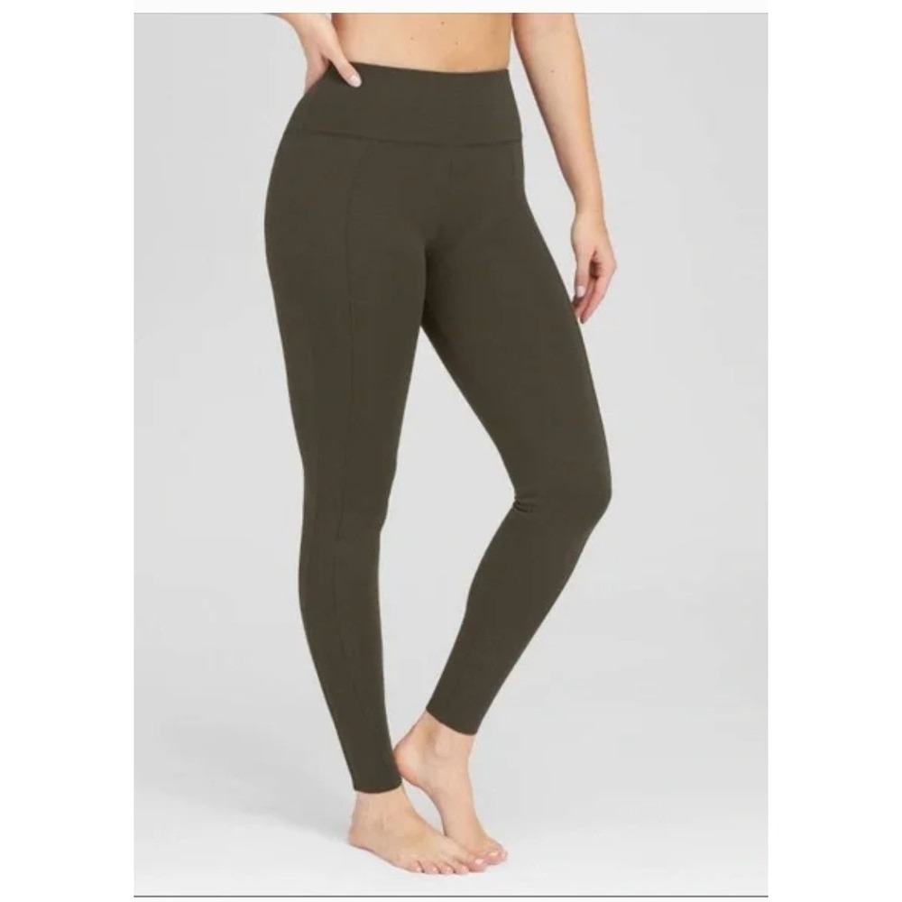 Assets by Spanx Leggings Womens XL Olive Green‎ High Waisted Slimming Athleisure